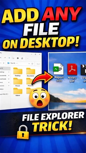 Windows Secret 🔥 Add Any File to Desktop from File Explorer Easily #Windows #FileExplorer #Computer