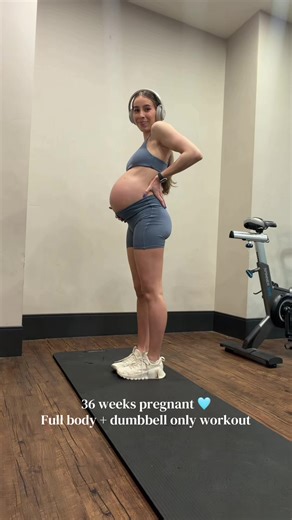 36 weeks pregnant 🩵 full body dumbbell only workout! #pregnancyworkout #36weekspregnant #workoutwithme #fullbodyworkout #firsttimemom