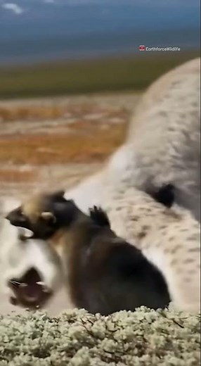 Canada Lynx vs Wolverine — Rare Tundra Showdown #Shorts 🐾❄️🩵