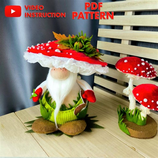 Mushroom Gnome Sewing Pattern (PDF Download) 24cm/9,5’’ - Etsy