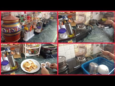 🌞 50 Minutes Daily Kitchen Cleaning Routine Bread Omelette Breakfast🍳🍞&Bartan Cleaning Indian Vlog