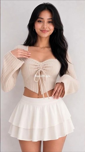 Cute Knit Tie-Front Top for an Effortless Chic Look 🤍 #Shorts