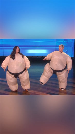 Demi Lovato and I played Heads Up in sumo suits. Yep, you heard that right. | Ellen DeGeneres