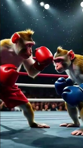 Two monkeys in an epic boxing showdown! 🥊🔥 Real fight, real action! 🐒💪