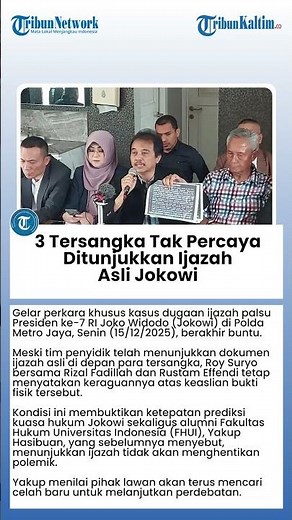 3 Tersangka Tak Percaya Ditunjukkan Ijazah Asli Jokowi