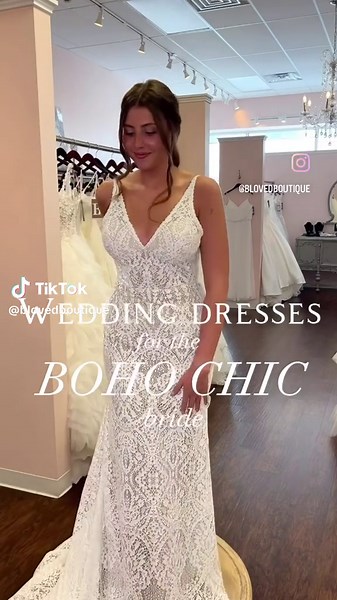 BOHO CHIC wedding dresses🤍💍 #wedding #weddingdress #weddingdresses #bohowedding #bohochic #rustic #rusticwedding #bohodress #bohobride #2023bride #2024bride #bridesoftiktok #bride #bridal #bridalgown #bloved #blovedboutique