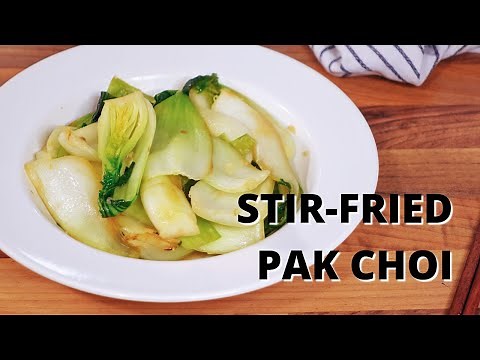 STIR-FRIED PAK CHOI with garlic at Home. Chinese recipe.