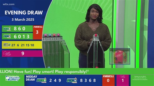 Evening SC winning lottery numbers for March 3, 2025