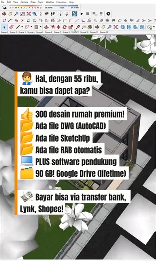 📦 PAKET LENGKAP – 250 DESAIN RUMAH KEKINIAN Cuma Rp55.000 – Akses Lifetime Dapatkan **paket super lengkap** berisi 250 desain rumah siap pakai. Cocok untuk arsitek, mahasiswa, kontraktor, developer, atau pemilik rumah yang ingin bangun rumah sendiri. 📁 Total ukuran file: ±100GB 📥 Format: Google Drive – akses selamanya ✅ ISI PAKET LENGKAP: * File PDF (Desain Gambar Kerja) * File DWG (AutoCAD Siap Edit) * File SKP (SketchUp Lengkap) * RAB (Excel Format) 🎁 BONUS PREMIUM: 1. Ebook 100 Desain Rum
