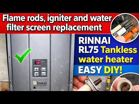Flame rods, igniter and water filter screen replacement. RINNAI RL75 Tankless water heater easy DIY!