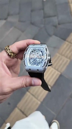 Premium Silver Automatic Skeleton Watch |Tonneau Case Sport Timepiece #WatchCollector #LuxuryWatches