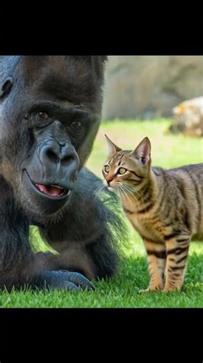 Unlikely Friendship: A Gorilla Living Peacefully with a Cat 🦍🐱