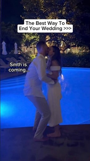 Bride and Groom Jumping in Pool to End Their Wedding