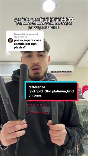 Risposta a @llaa.Bonifacio ✨ GHD GOLD 💛 La piastra iconica per tutti i giorni ✔️ Riscaldamento rapido ✔️ Onde, liscio e styling easy ✔️ Leggera, pratica, super versatile 👉 Perfetta se vuoi risultati top senza stress 🔥 GHD PLATINUM 💎 Tecnologia smart ultra avanzata ✔️ Riconosce lo spessore del capello ✔️ Regola automaticamente la temperatura ✔️ Protezione massima capelli più sani 👉 Ideale per chi vuole qualità professionale e zero danni 🚀 GHD CHRONOS 👑 Il top di gamma assoluto ✔️ Ultra vel