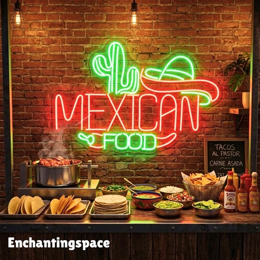 Mexican Food Neon Sign, Cactus LED Wall Light for Mexican Restaurant or Taco Bar Decor - Etsy