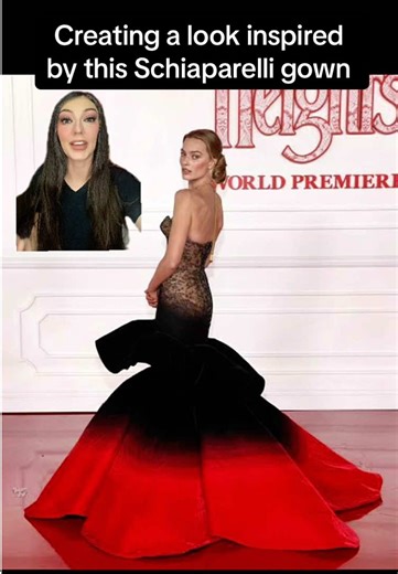 Creating a look inspired by this gorgeous Schiaparelli gown on Margot Robbie at the “Wuthering Heights” premiere 💃🏻❤️🖤#WutheringHeights #greenscreen