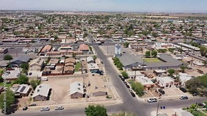 El Centro, California, USA - May 27, 2022: Afternoon sunlight shines on a church in the urban downtown core of El Centro.