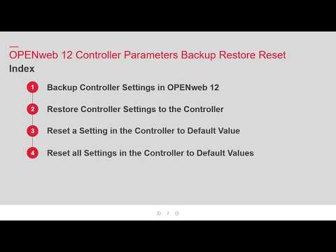TV260302 OPENweb12 Controller Parameters Backup Restore Reset