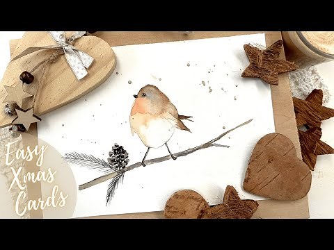 Paint a Winter Robin in Easy Scandi Style Watercolor (plus bonus Christmas Tree) painting tutorial
