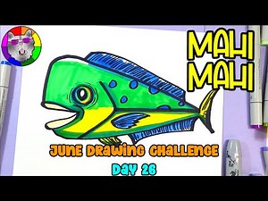 How to Draw a Mahi Mahi for KIDS!, June Drawing Challenge Day 26