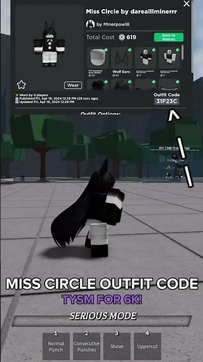 MISS CIRCLE OUTFIT CODE! #roadto7k #misscircle #fundamentalpapereducation #thestrongestbattlegrounds