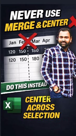 Never Use Merge & Center in Excel ❌ (Do This Instead) #shorts