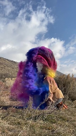 Our color powders are environmentally friendly, non-toxic, and animal friendly... so why not throw it around? #colorpowder #mountains #gorgeousgorgeousgirls #fyp