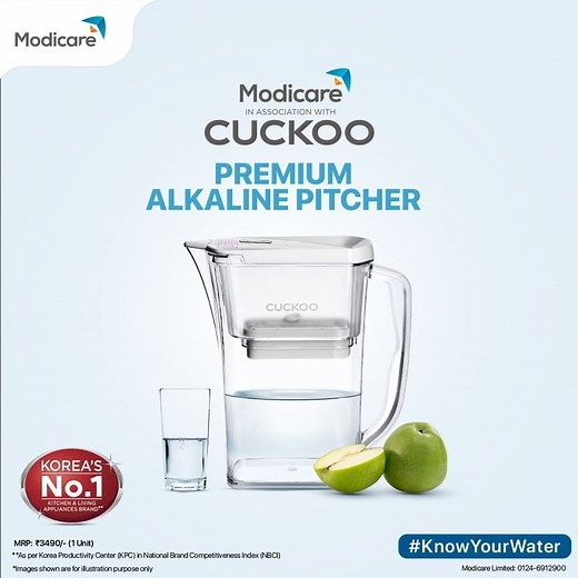 Modicare Official on Instagram: "Healthier water for a healthier you! Introducing Modicare Cuckoo Premium Alkaline Pitcher, Korea’s No. 1 Kitchen & Living Appliances Brand** which helps elevate pH levels, making water Alkaline. Equipped with 5 stage filtration system, this pitcher helps with pH enhancements, improves ORP and comes with Electronic Cartridge Life Indicator. **As per Korea Productivity Center (KPC) in National Brand Competitiveness Index (NBCI) Know More: https://bit.ly/4bcmHdh #Mo