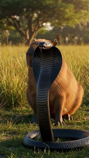 Capybara vs Snake – Who Will Win? #capybara #animals #カピバラさん #cute