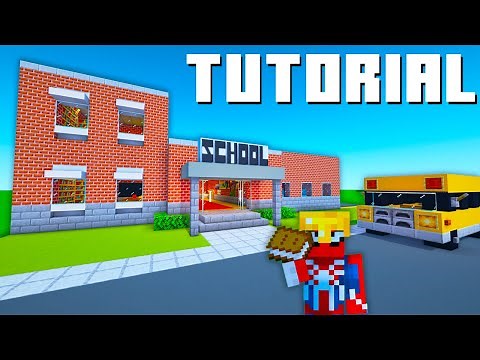 Minecraft Tutorial: How To Make An Elementary School With Full Interior And School Bus