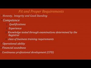 INTRODUCTION Fit and Proper Requirements FSPs, Key Individuals and Representatives