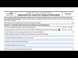 IRS Form 211 walkthrough (Application for Award for Original Information)