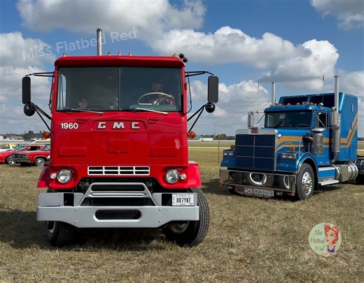 Garner Trucking’s GMC ‘Crackerbox’ leaving a car show | Miss Flatbed Red