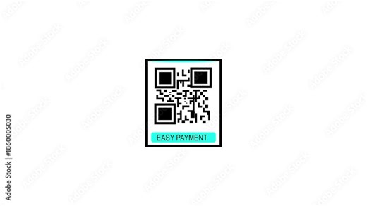Easy Payment QR Code with Smartphone. Scan QR code barcode Easy Payment animation, cashless technology concept for white background. Animation video..