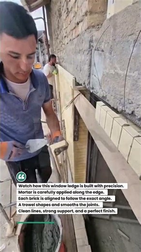 Perfect Window Brick Ledge Installation Technique! #brickwork #construction #masonry
