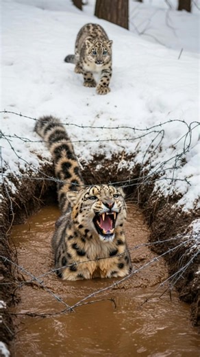 990K views · 23K reactions | An unlikely hero! Man risks all to save trapped snow leopard mother as her cub watches! This video was produced by Network Media and Blue-X Studio | Simulated Reality | Facebook