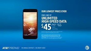 Uncommit with AT&T PREPAID. For a limited time get 1 line of unlimited high-speed data for our LOWEST PRICE EVER. | AT&T