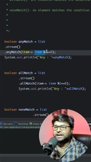 Durgesh Tiwari on Instagram: "♥️40/100 Days Java Interviews l Stream AnyMatch | AllMatch | NoneMatch methods #programming #java #coding #webdevelopment #codinglife #python #javascript #programmer #codenewbie"