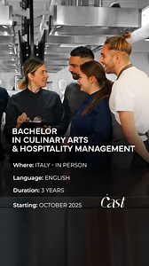 1.9K views · 11 reactions |  Get ready for an innovative educational experience that blends passion, expertise, and real-world skills! In October 2025  we’re launching Italy’s first Bachelor in Culinary Arts & Hospitality Management... Create your future with CAST  https://www.castalimenti.it/bachelor-with-honours-in-culinary-arts-hospitality-management/ | CAST Alimenti | Facebook
