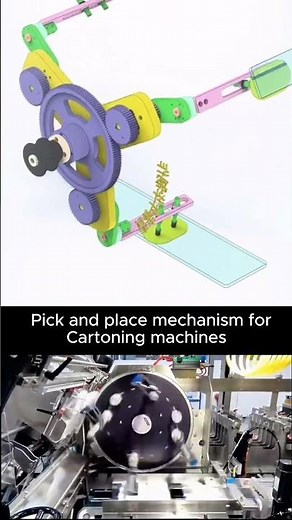 Pick and place mechanism for Cartoning Machine #mechanism #machine #robot #mechanical #engineer