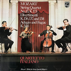 Mozart / Quartetto Italiano - String Quartet No. 13, K. 173 / Divertimenti K. 136, 137, And 138 / Adagio And Fugue K. 546