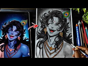 Lord Krishna In Anime Style Drawing, Shree Krishna Drawing Sketch, Step By Step Shading Tutorial
