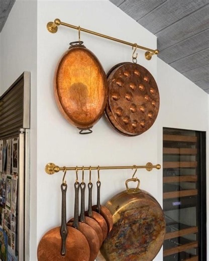 Custom Brass Pot Rail Rack With S Hooks, Wall Mounted Kitchen Storage, Unlacquered Finish - Etsy