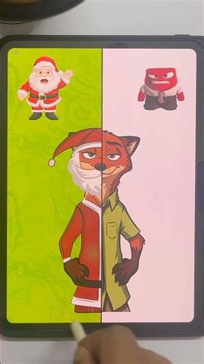 Fox zootopia Nick Wilde as Santa and anger inside out