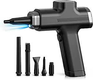 Compressed Air Duster, ANWALE 43000RPM Electric Air Duster，Air Duster for Computer Keyboard Cleaning with LED Light, Replaces Compressed Air Cans for Computer, Laptop, Camera, Electronics Cleaning