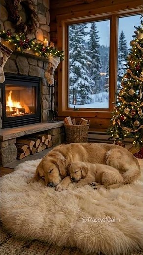 Snowfall Outside & Cozy Christmas Cabin — Calm Winter Ambience