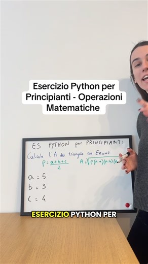 Gloria | Insegnante di Python on Instagram: "Esercizio Python per principianti sulle operazioni matematiche! Compila il questionario in BIO se vuoi studiare Python con me 😉 #python#pythoncode#programmazioneinpython#codice"