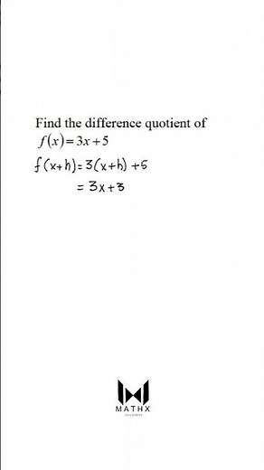 DIFFERENCE QUOTIENT ‪@mathxtutorials‬ #oneminutemath #mathslearning #mathshack #matheducation #exam