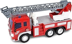 Sunny Days Entertainment Maxx Action Mini Rescue Vehicle Toy Fire Truck with Extention Ladder and Push Button Lights and Sounds (Colors and Style Purchased May Vary)