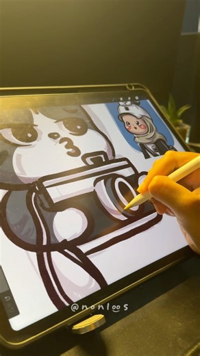 Procreate Drawing : Cute Character with Camera for Instagram Highlight #illustration #art #shorts